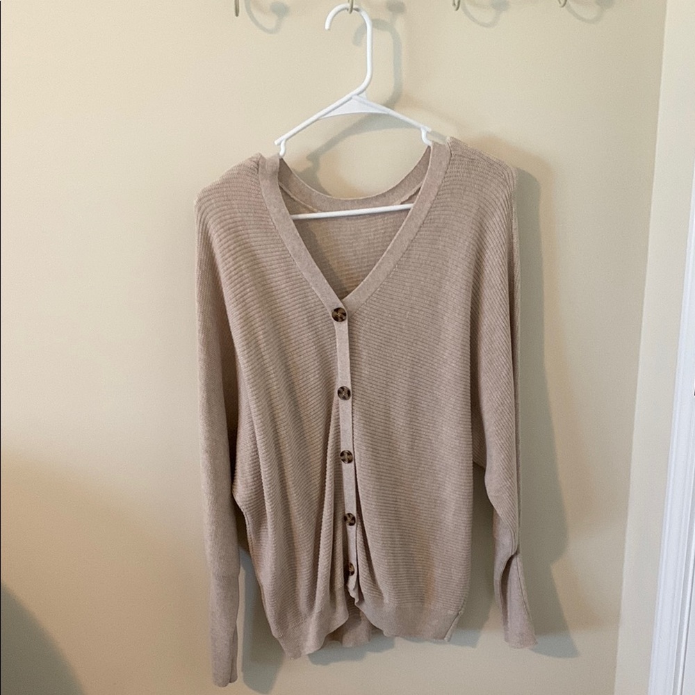 Beige/Cream Button-down Cardigan